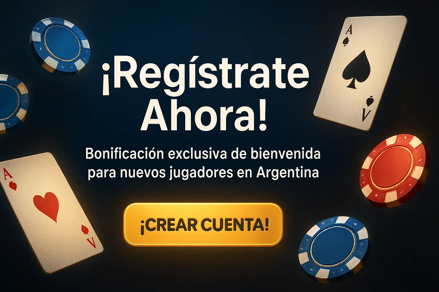 Banner de casino argentino con ¡Registrate Ahora! y botón ¡Crear Cuenta!